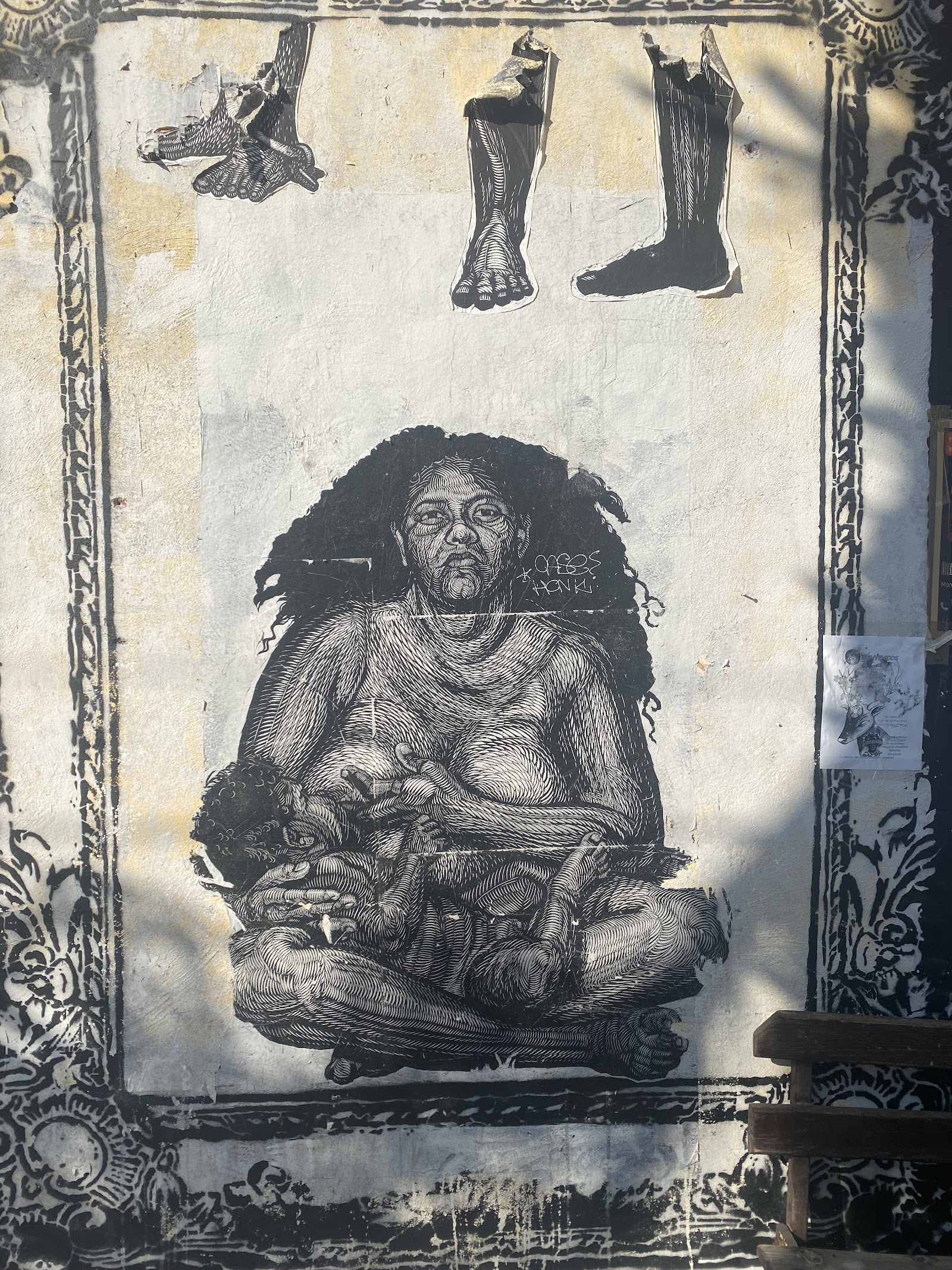 folk art mural on a wall
