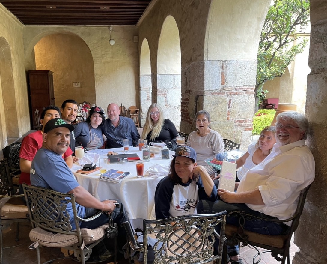 dining under the stone arches