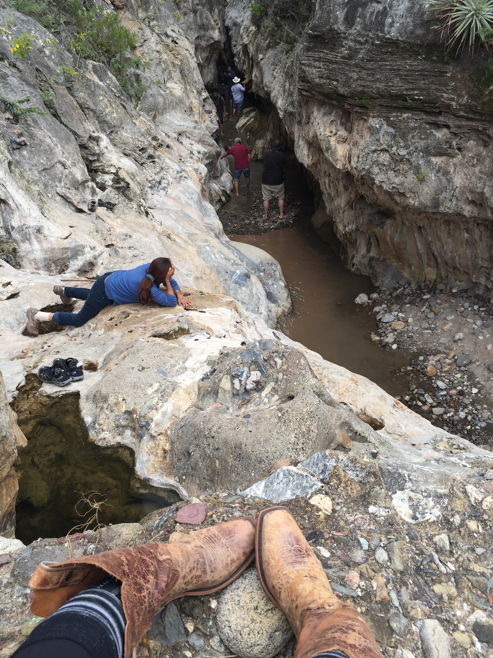 exploring a rocky canyon