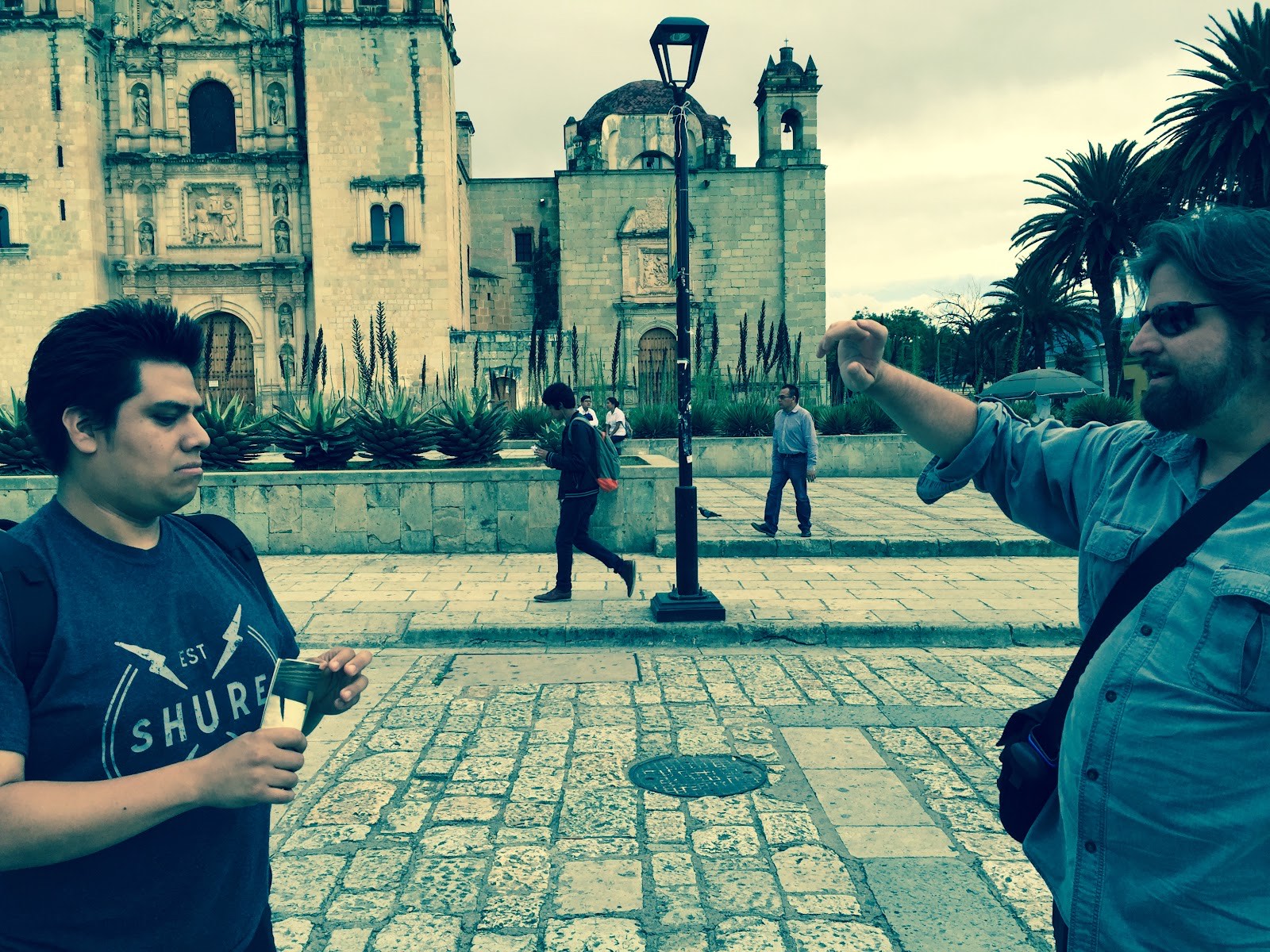 a toast in the plaza