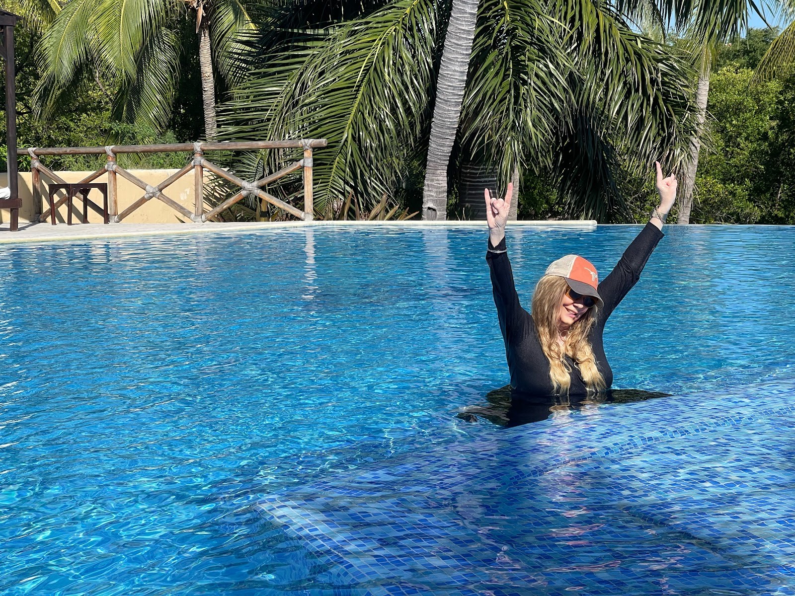 celebrating in the pool